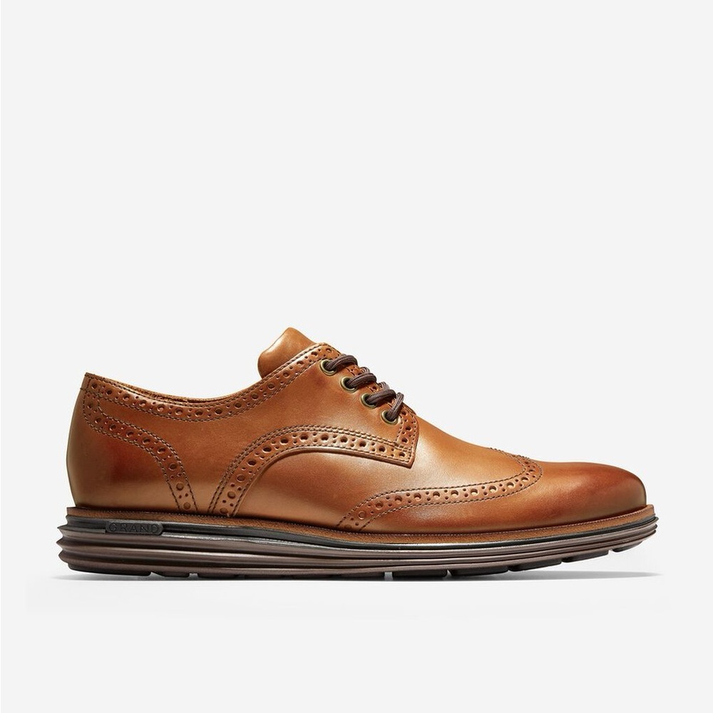 Cole Haan Original Grand Wingtip Oxford Lux Shoes US 10.5W British Tan Leather